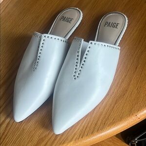 PAIGE White Mules with Studded Detail